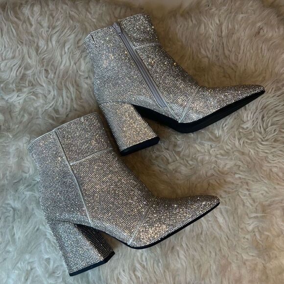 Sparkling boots, booties for party concert chunky heel 9 - Picture 10 of 13